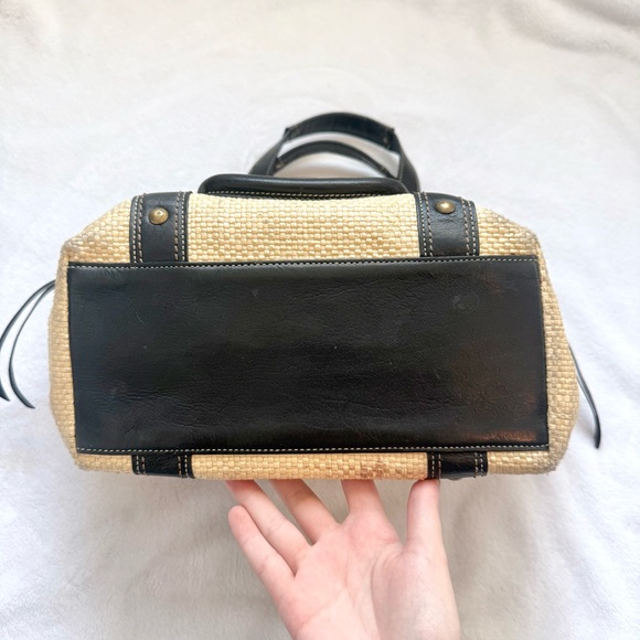 Vintage Coach Legacy Natural Woven Straw Handbag Leather Trim M05K-113 FLAWS - Picture 3 of 14